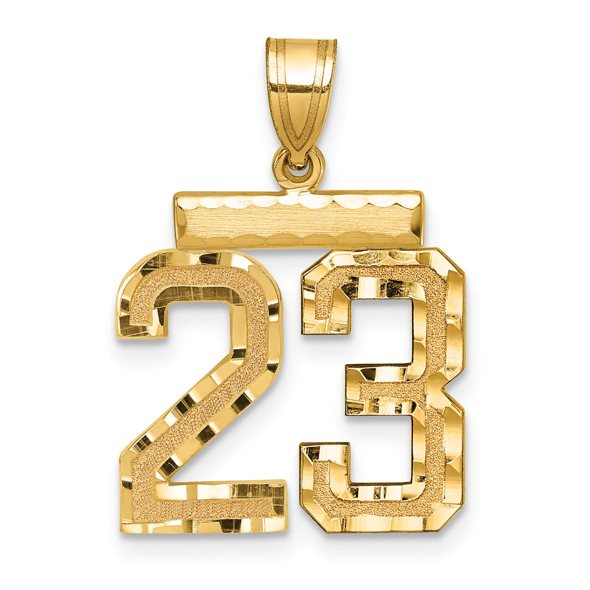14k Medium Diamond-cut Number 23 Charm-MN23