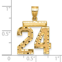 14k Medium Diamond-cut Number 24 Charm-MN24