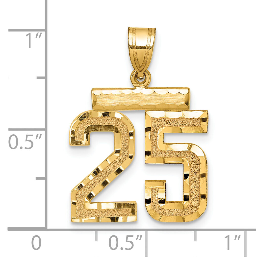 14k Medium Diamond-cut Number 25 Charm-MN25