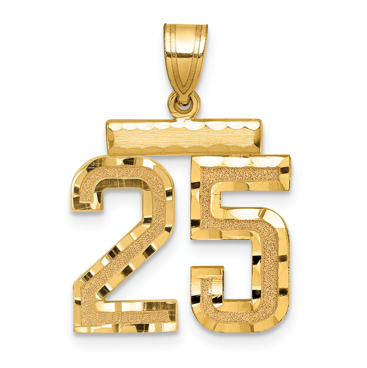 14k Medium Diamond-cut Number 25 Charm-MN25