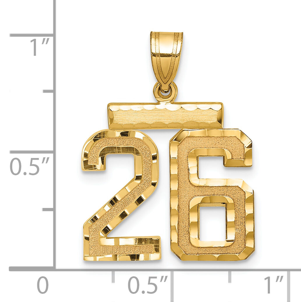 14k Medium Diamond-cut Number 26 Charm-MN26