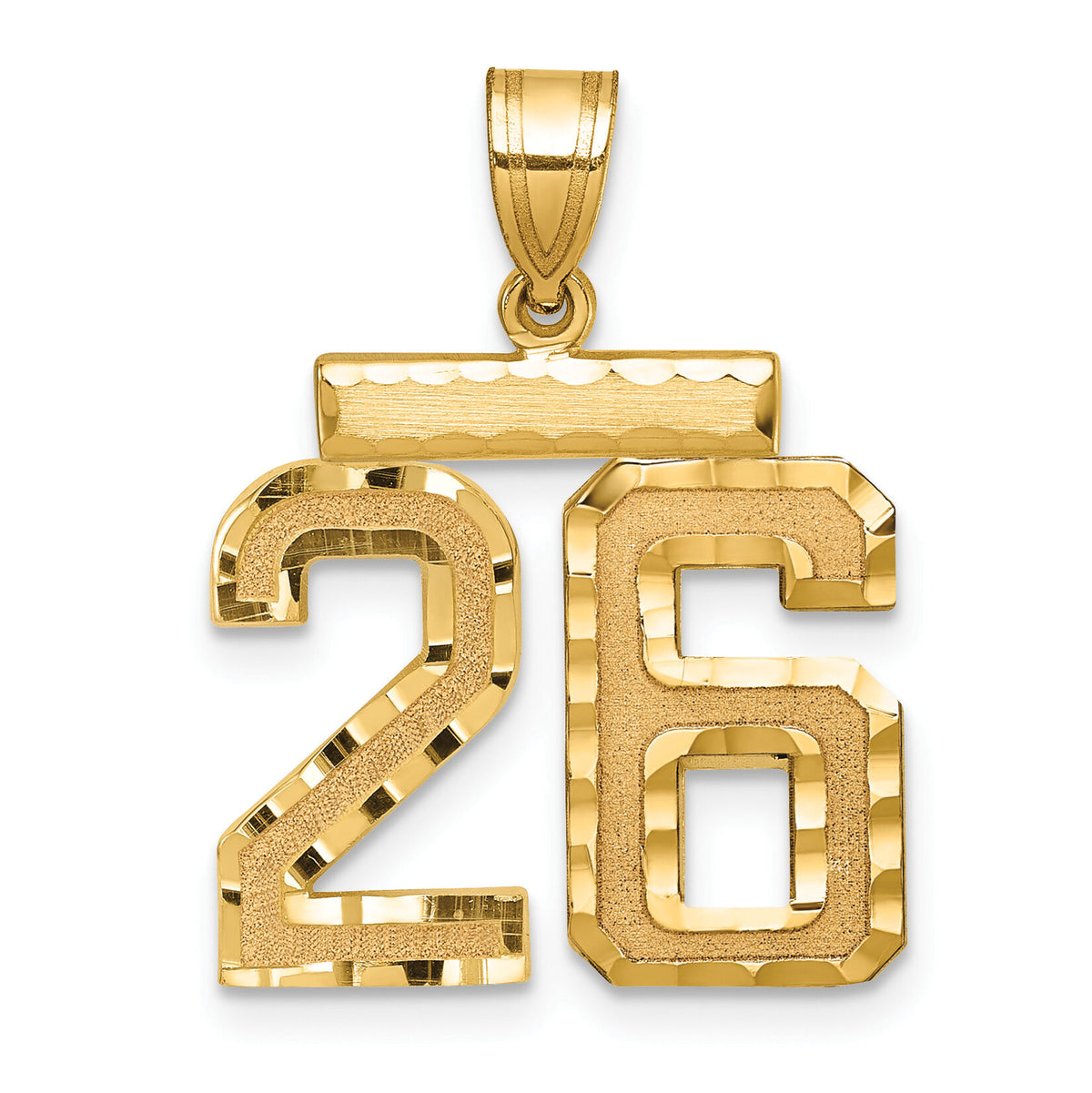 14k Medium Diamond-cut Number 26 Charm-MN26