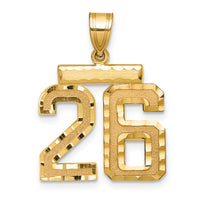 14k Medium Diamond-cut Number 26 Charm-MN26