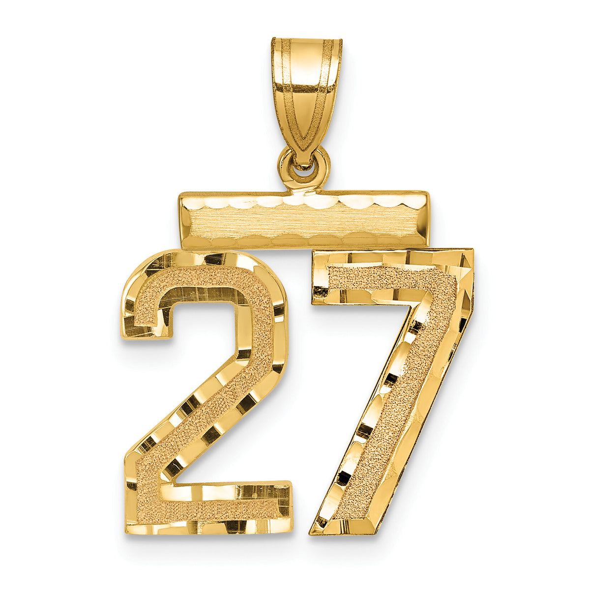 14k Medium Diamond-cut Number 27 Charm-MN27