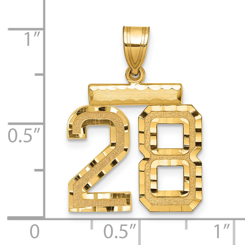 14k Medium Diamond-cut Number 28 Charm-MN28