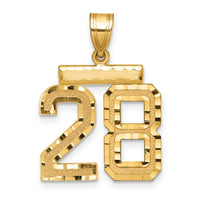 14k Medium Diamond-cut Number 28 Charm-MN28