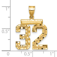 14k Medium Diamond-cut Number 32 Charm-MN32