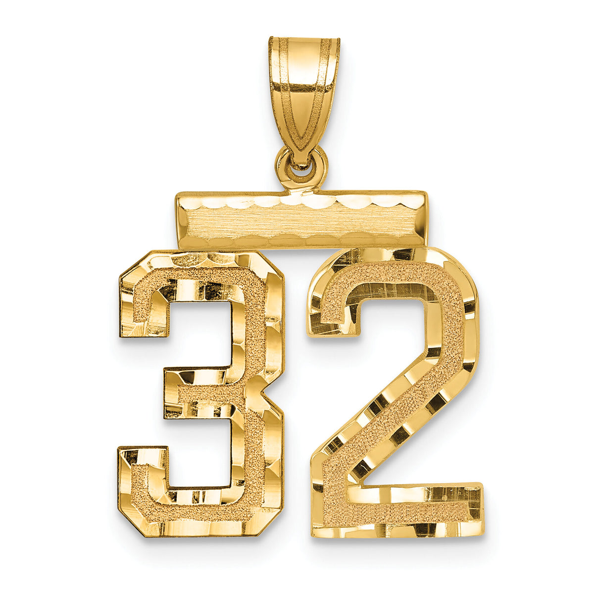 14k Medium Diamond-cut Number 32 Charm-MN32