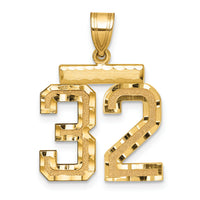 14k Medium Diamond-cut Number 32 Charm-MN32