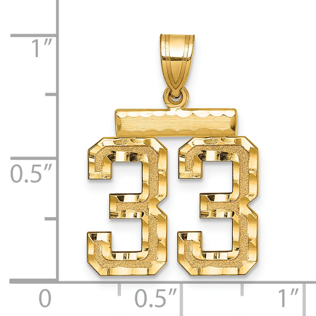 14k Medium Diamond-cut Number 33 Charm-MN33