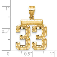 14k Medium Diamond-cut Number 33 Charm-MN33