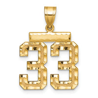 14k Medium Diamond-cut Number 33 Charm-MN33