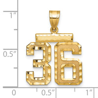 14k Medium Diamond-cut Number 36 Charm-MN36