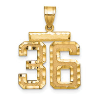 14k Medium Diamond-cut Number 36 Charm-MN36