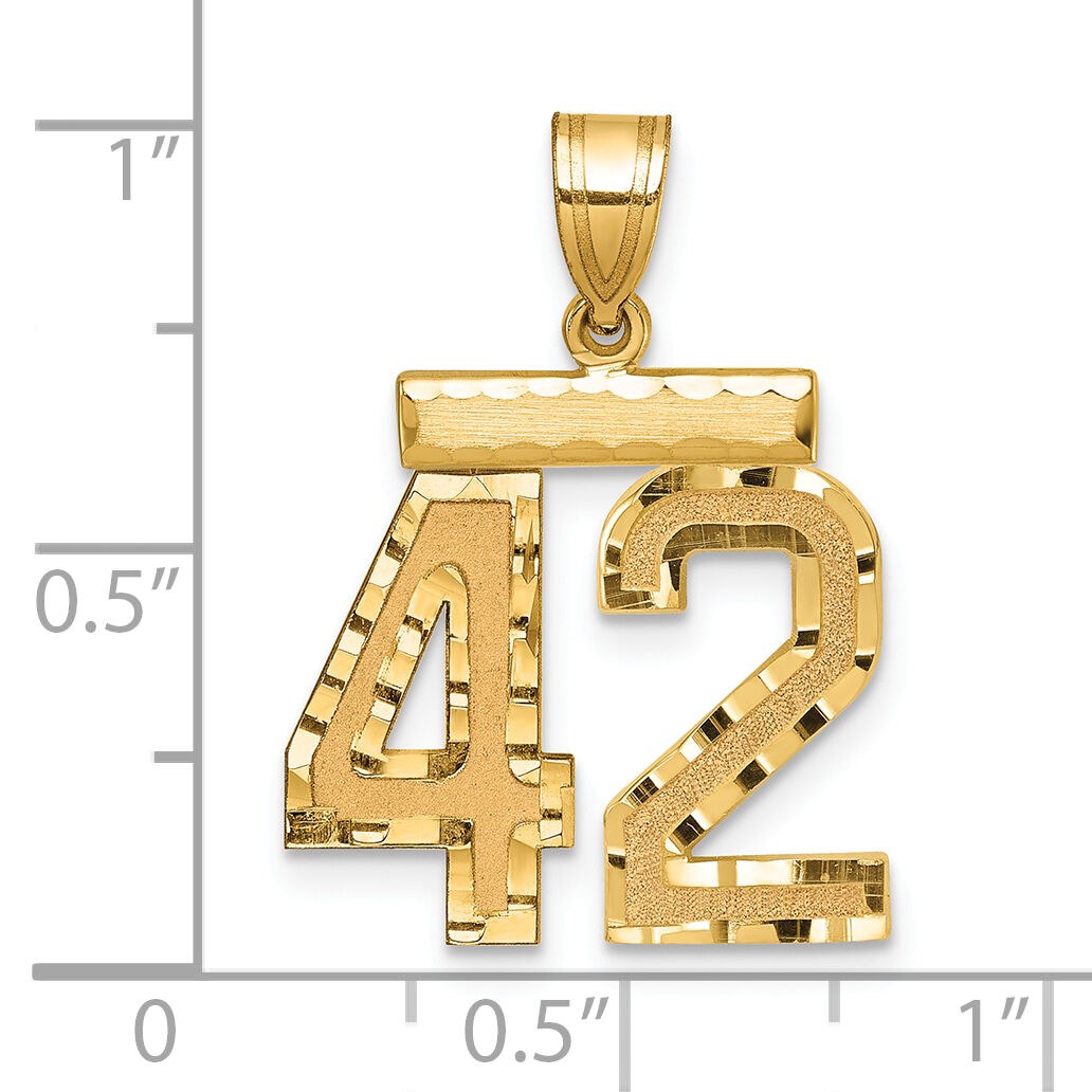 14k Medium Diamond-cut Number 42 Charm-MN42