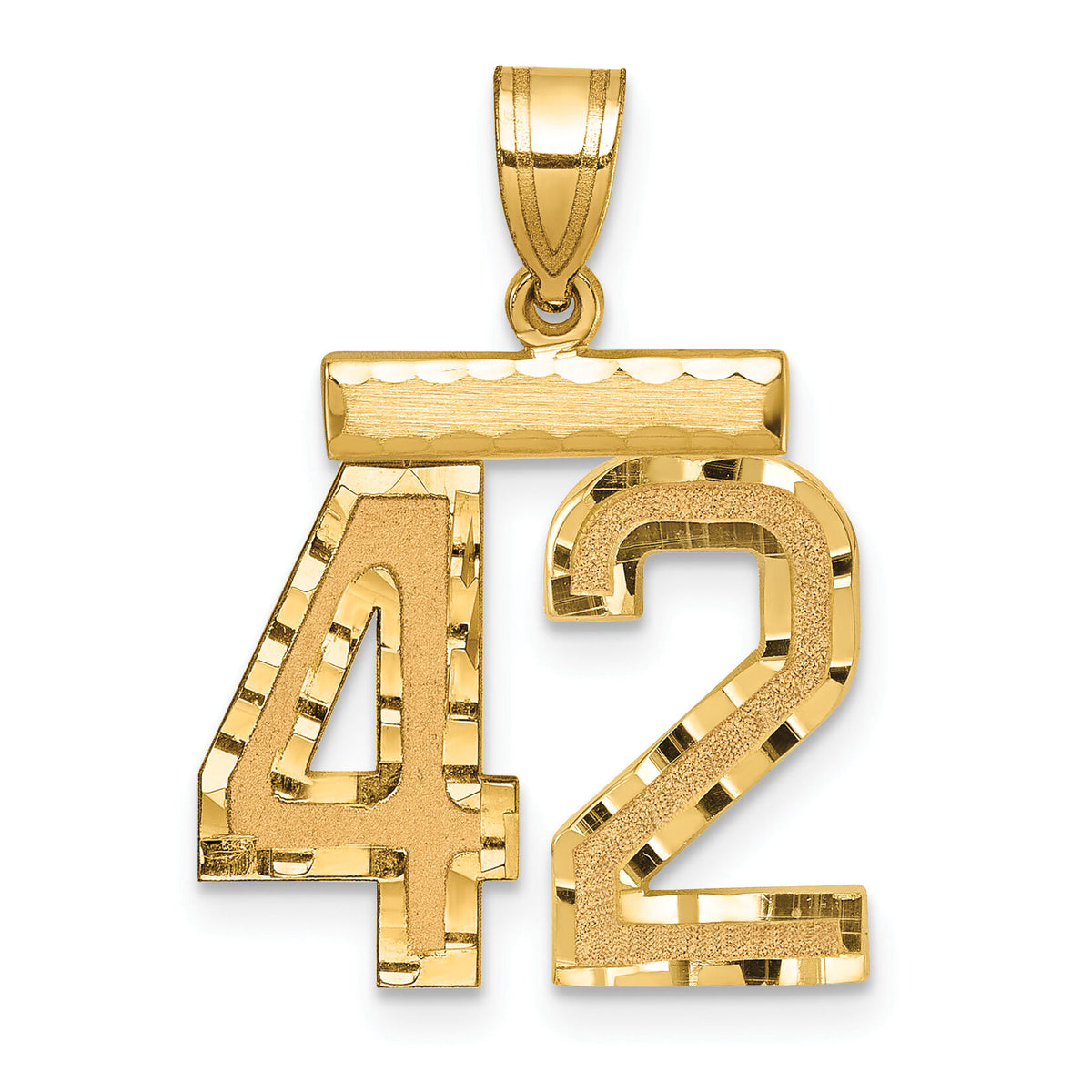 14k Medium Diamond-cut Number 42 Charm-MN42
