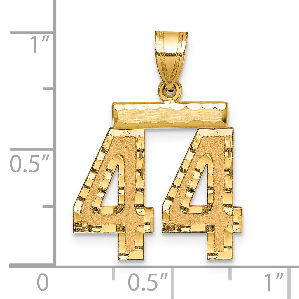 14k Medium Diamond-cut Number 44 Charm-MN44