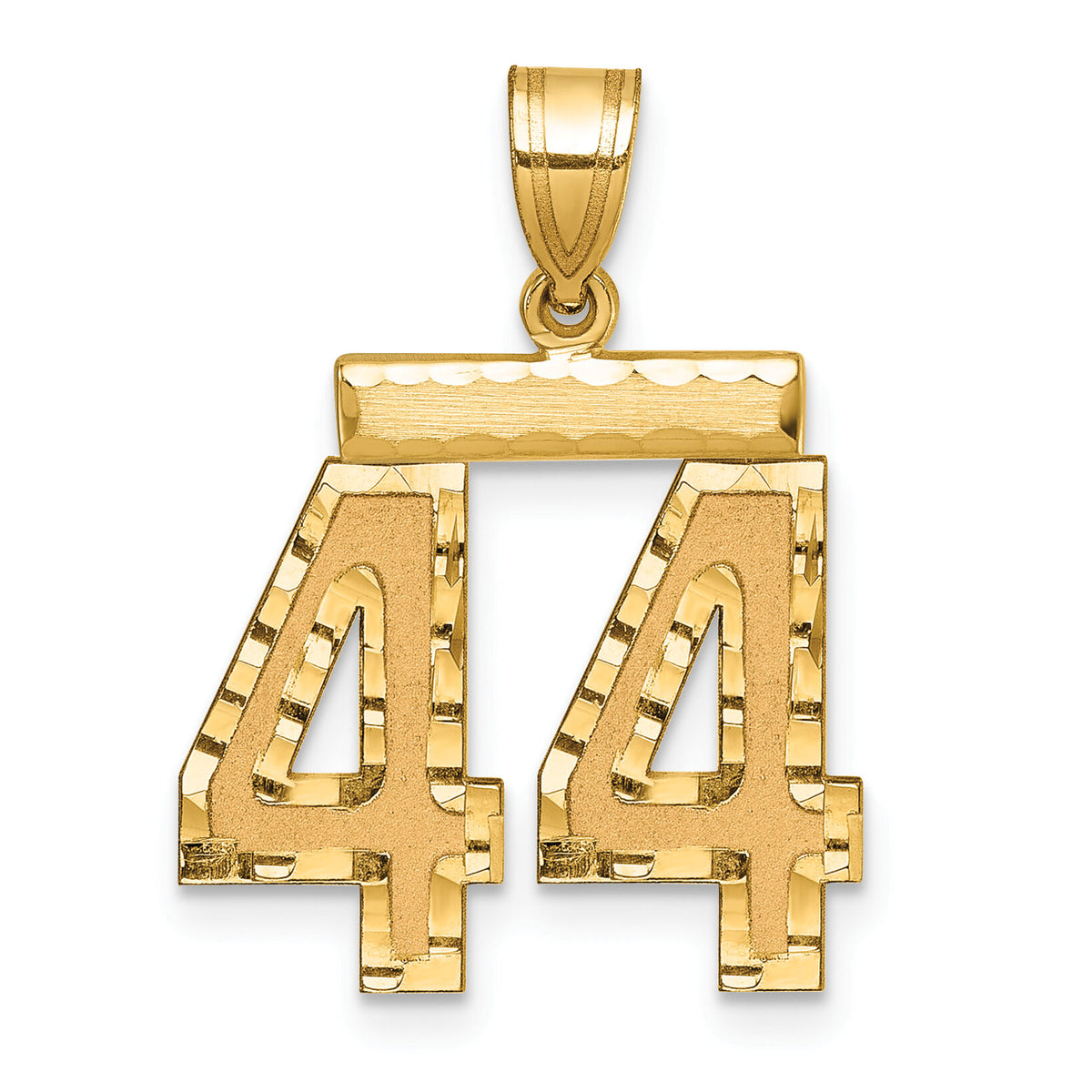 14k Medium Diamond-cut Number 44 Charm-MN44