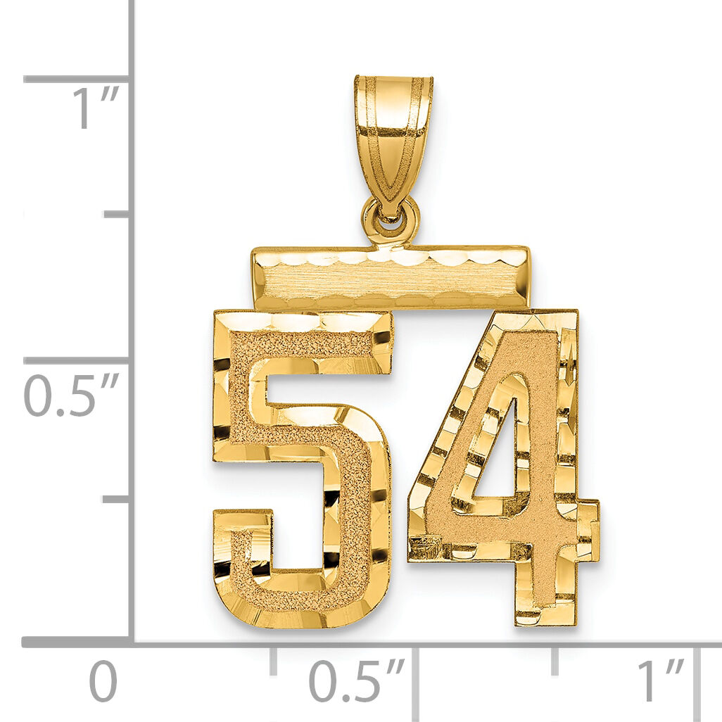 14k Medium Diamond-cut Number 54 Charm-MN54
