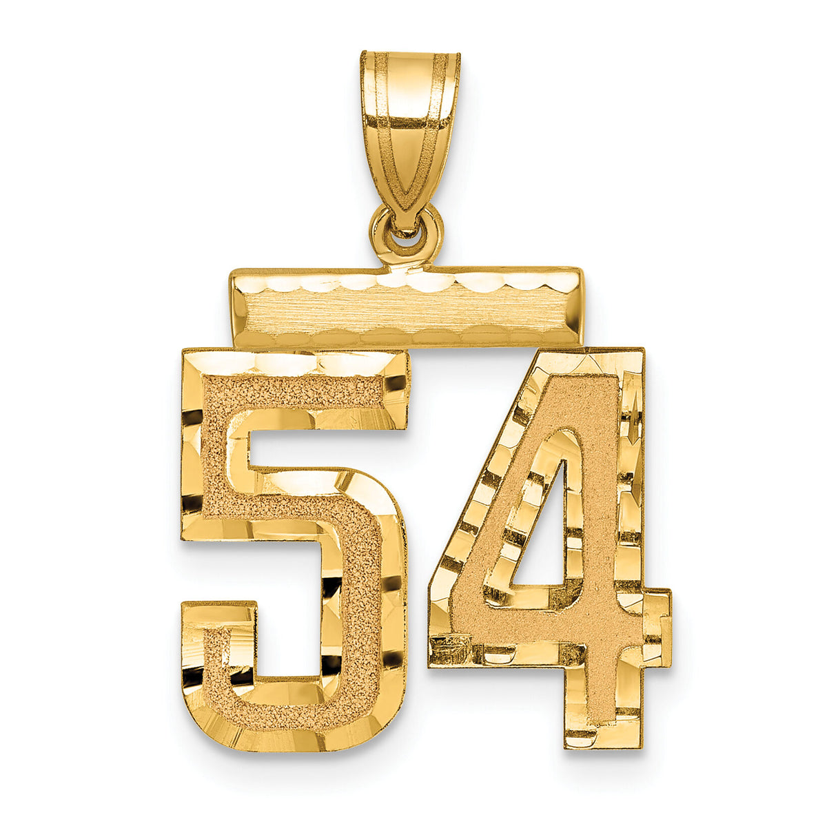 14k Medium Diamond-cut Number 54 Charm-MN54
