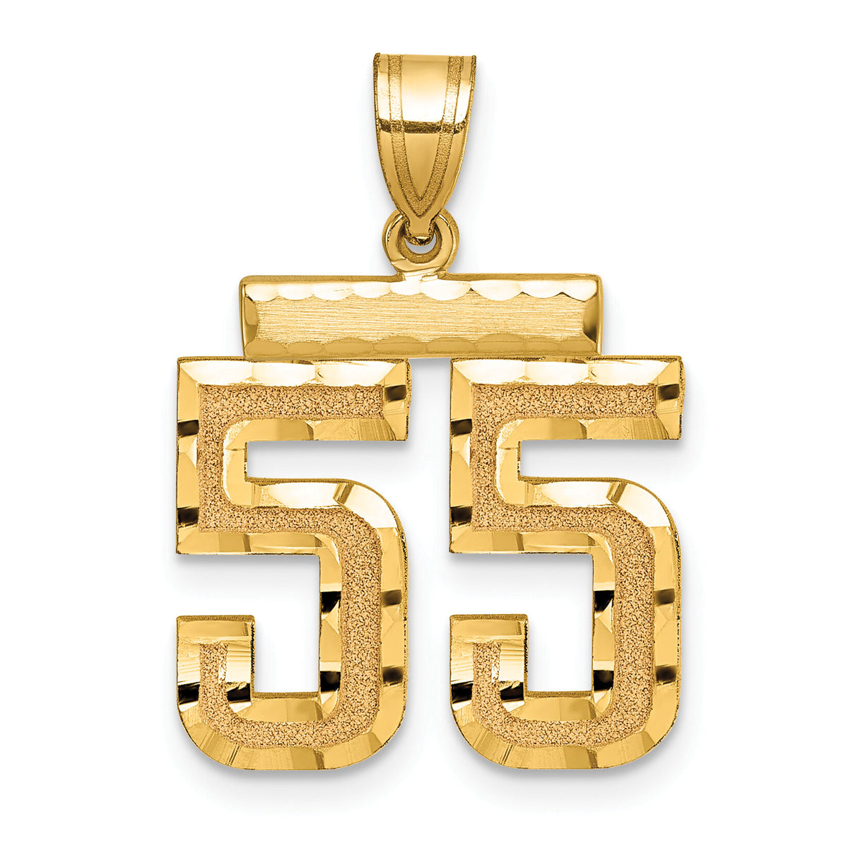 14k Medium Diamond-cut Number 55 Charm-MN55