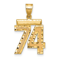 14k Medium Diamond-cut Number 74 Charm-MN74