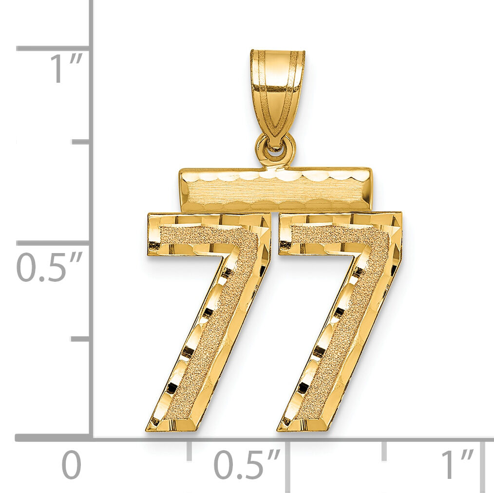 14k Medium Diamond-cut Number 77 Charm-MN77