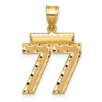 14k Medium Diamond-cut Number 77 Charm-MN77
