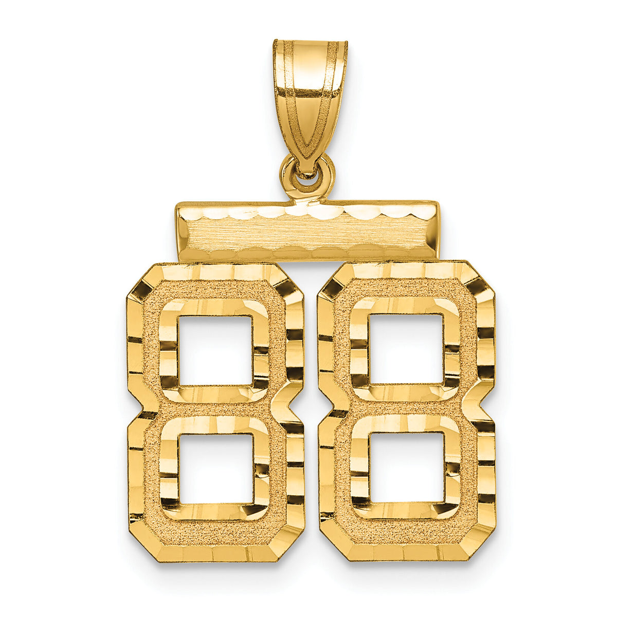 14k Medium Diamond-cut Number 88 Charm-MN88