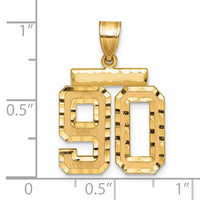 14k Medium Diamond-cut Number 90 Charm-MN90