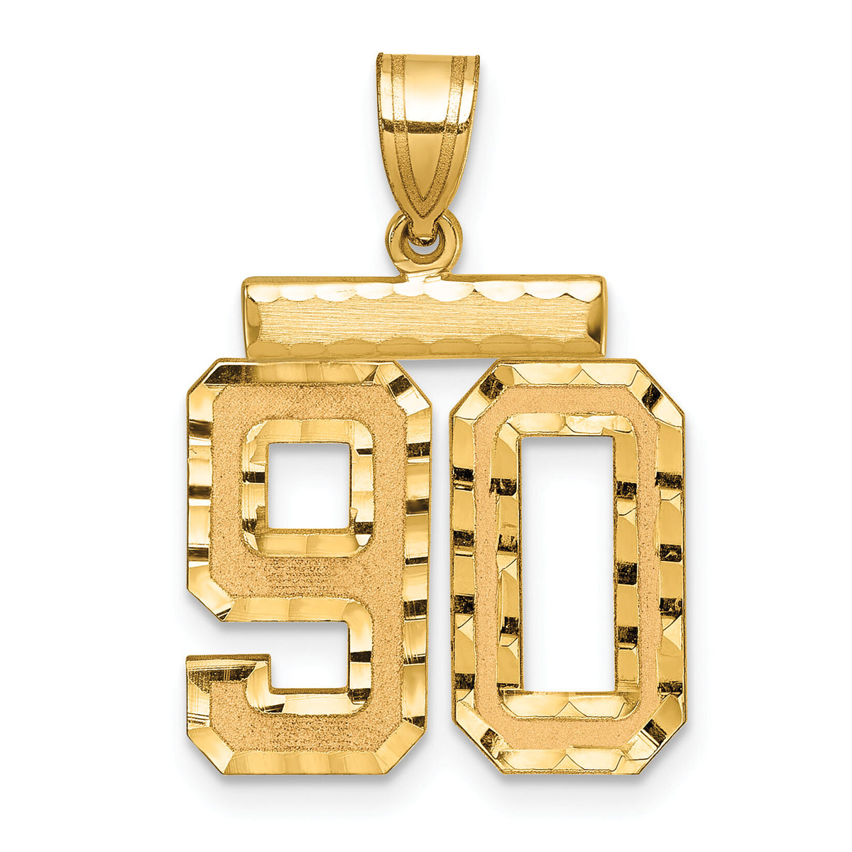 14k Medium Diamond-cut Number 90 Charm-MN90