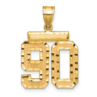 14k Medium Diamond-cut Number 90 Charm-MN90