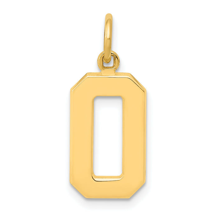 14k Medium Polished Number 0 Charm-MP00