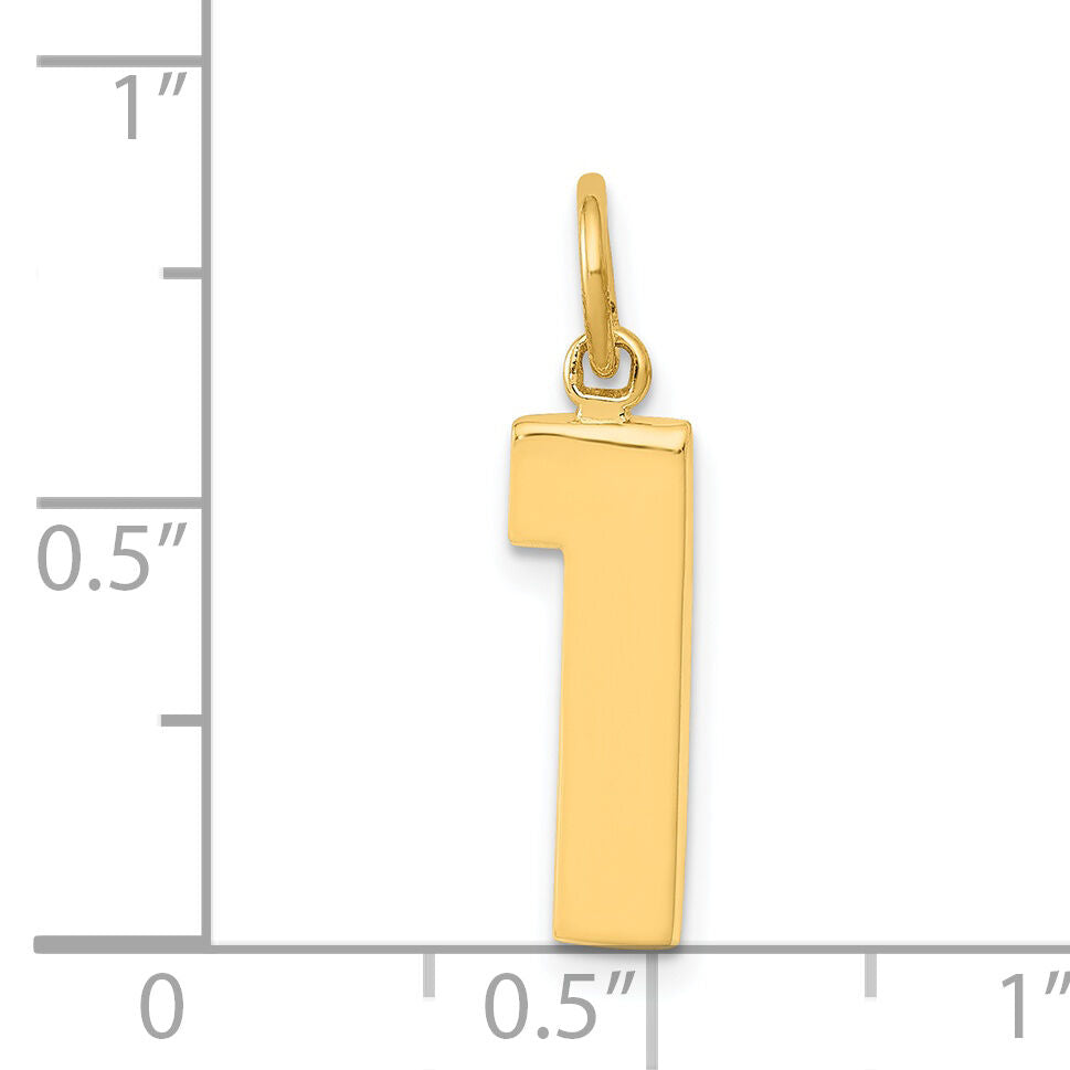 14k Medium Polished Number 1 Charm-MP01