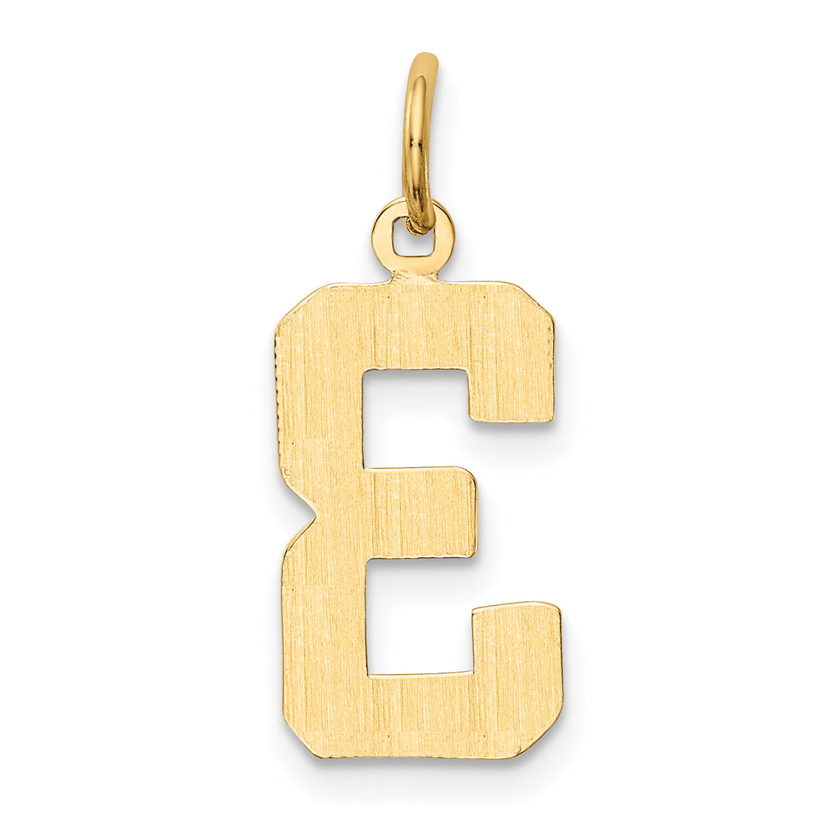 14k Medium Polished Number 3 Charm-MP03