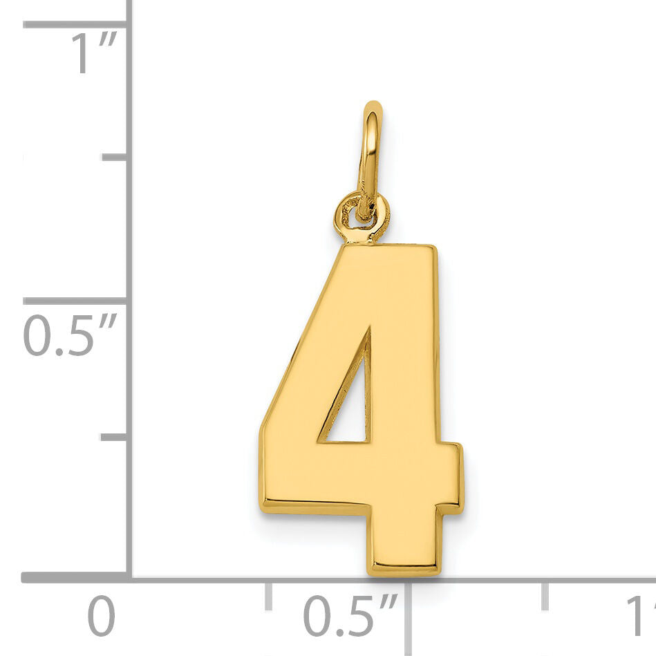 14k Medium Polished Number 4 Charm-MP04