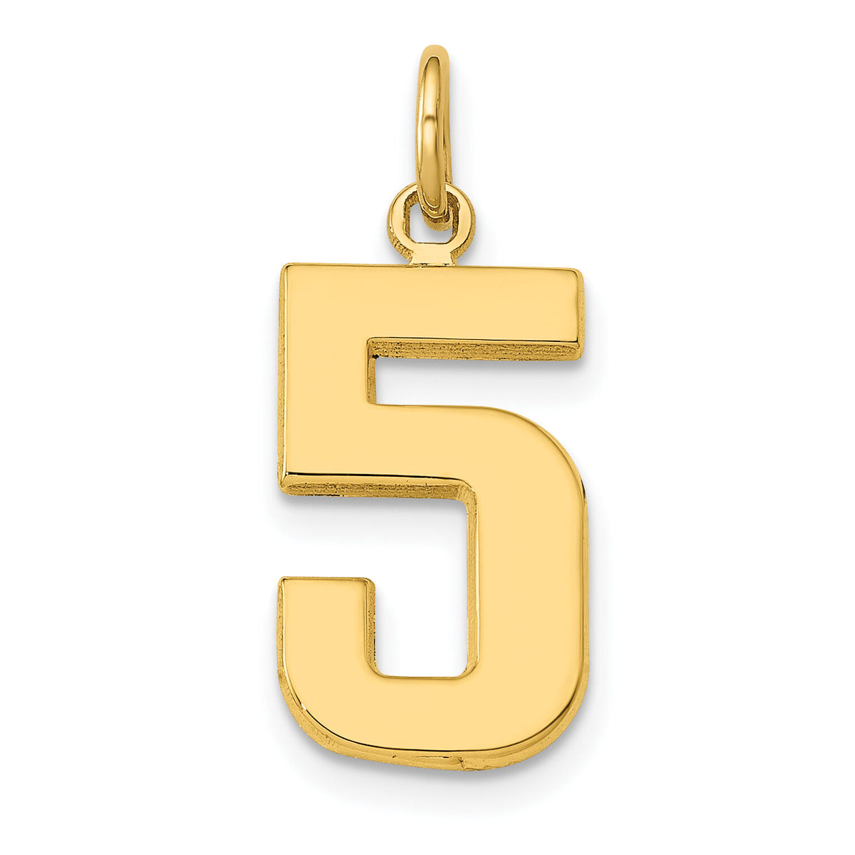 14k Medium Polished Number 5 Charm-MP05