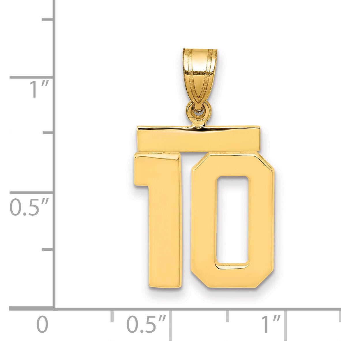 14k Medium Polished Number 10 Charm-MP10
