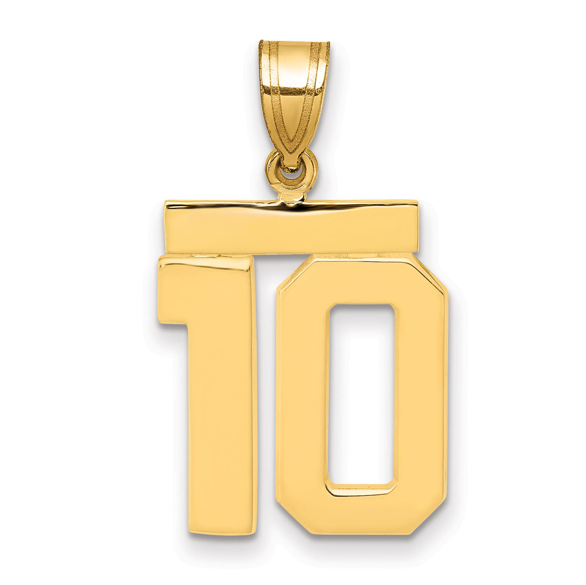 14k Medium Polished Number 10 Charm-MP10