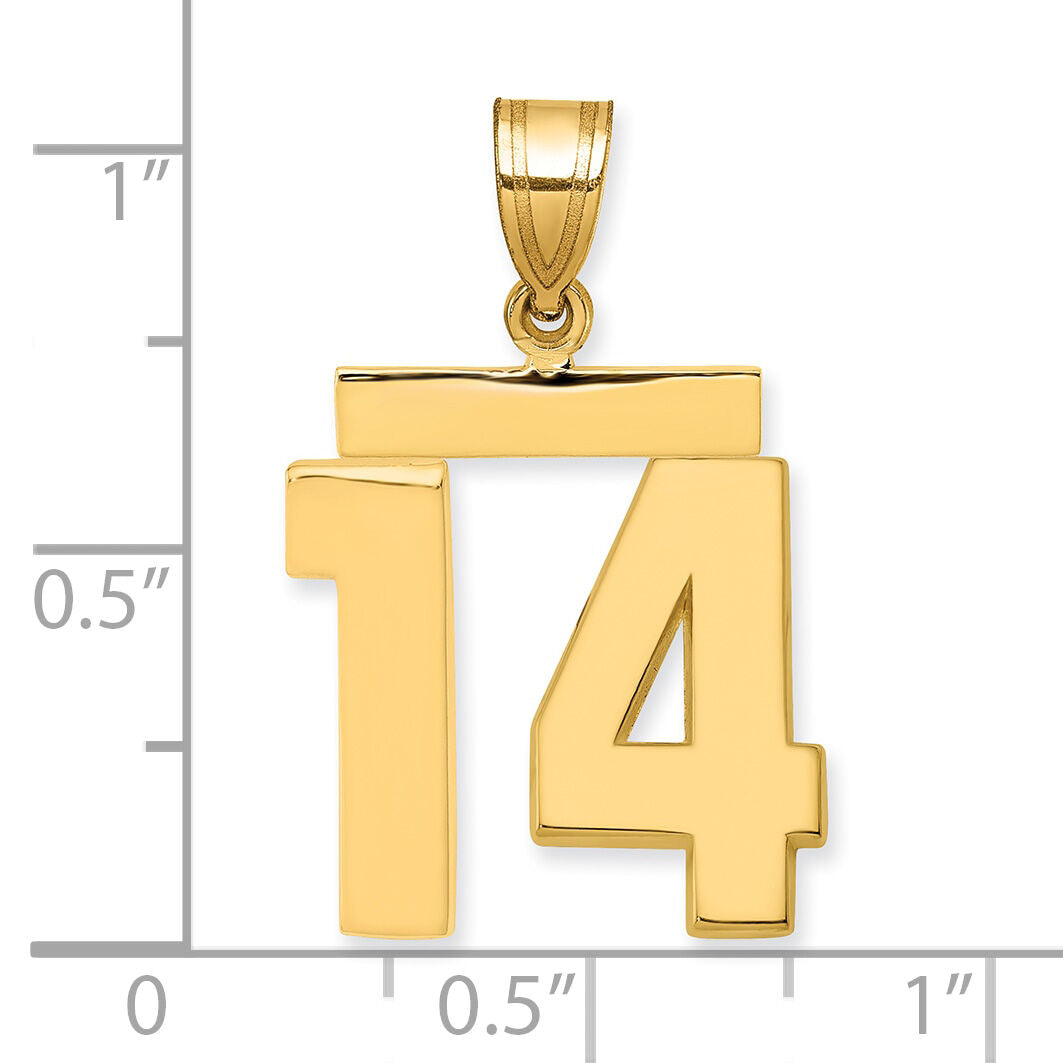 14k Medium Polished Number 14 Charm-MP14