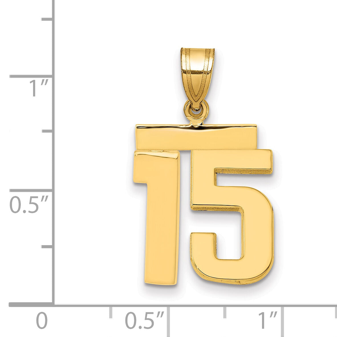 14k Medium Polished Number 15 Charm-MP15