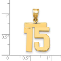14k Medium Polished Number 15 Charm-MP15