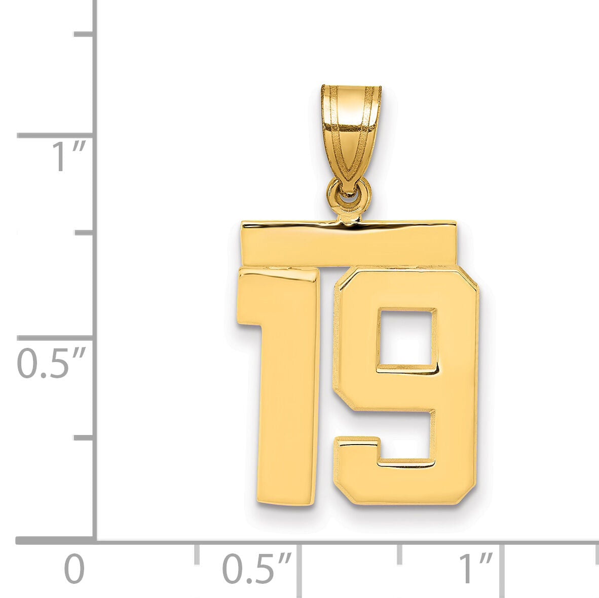 14k Medium Polished Number 19 Charm-MP19