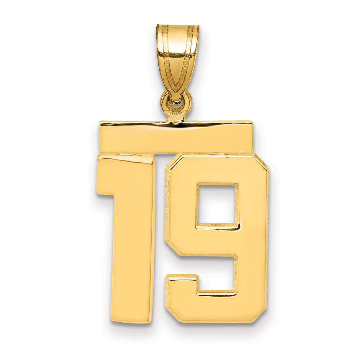 14k Medium Polished Number 19 Charm-MP19