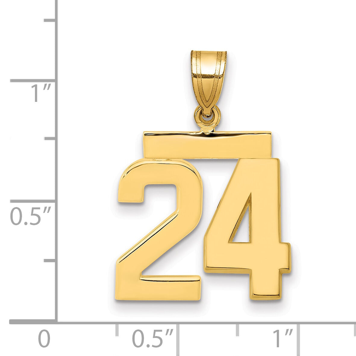 14k Medium Polished Number 24 Charm-MP24