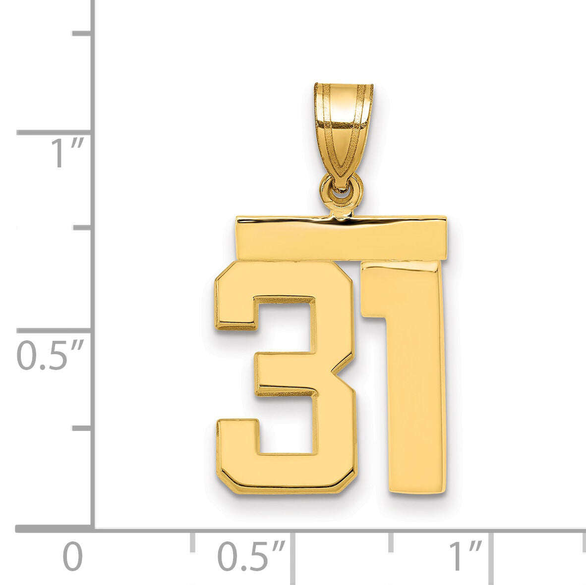 14k Medium Polished Number 31 Charm-MP31