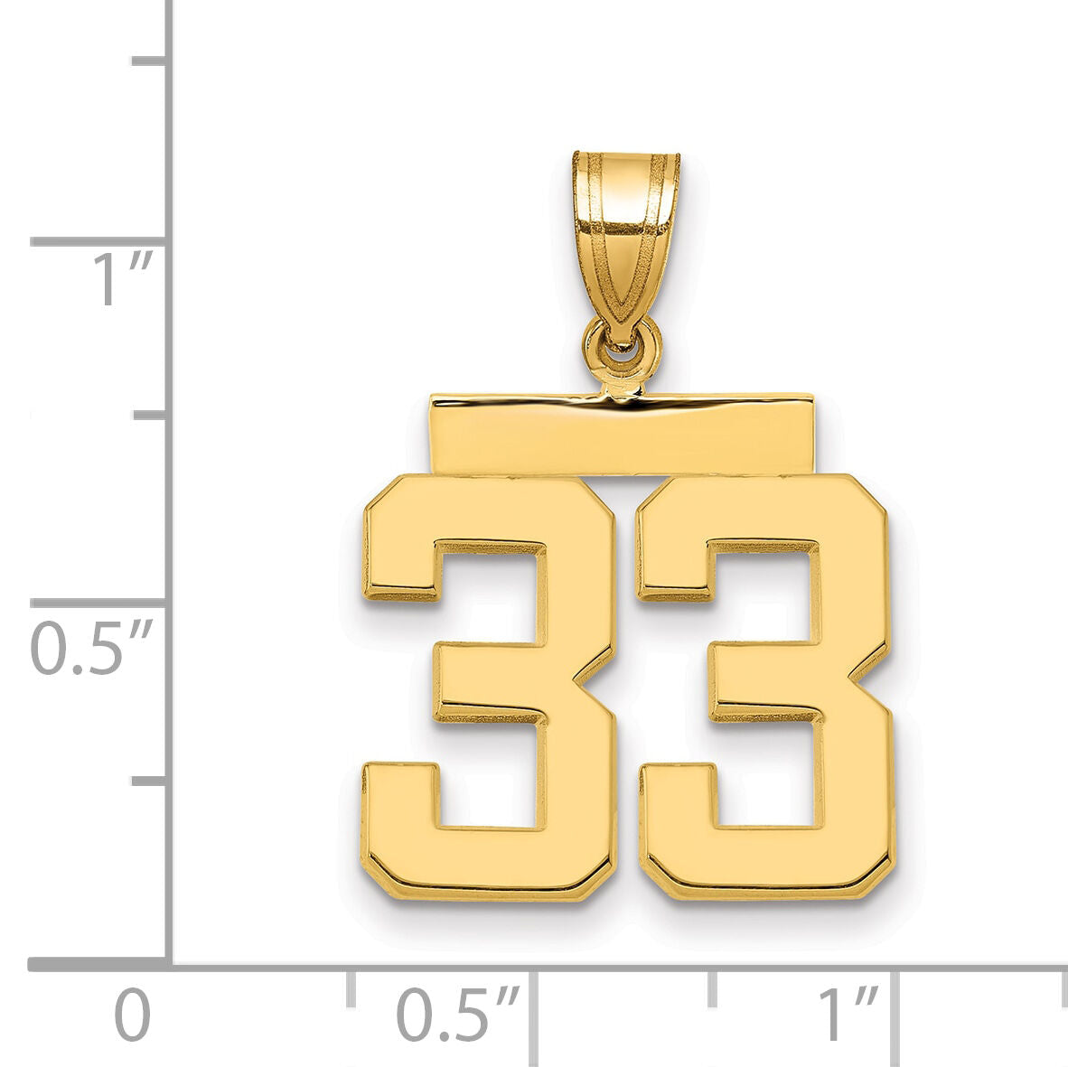 14k Medium Polished Number 33 Charm-MP33