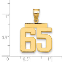 14k Medium Polished Number 65 Charm-MP65