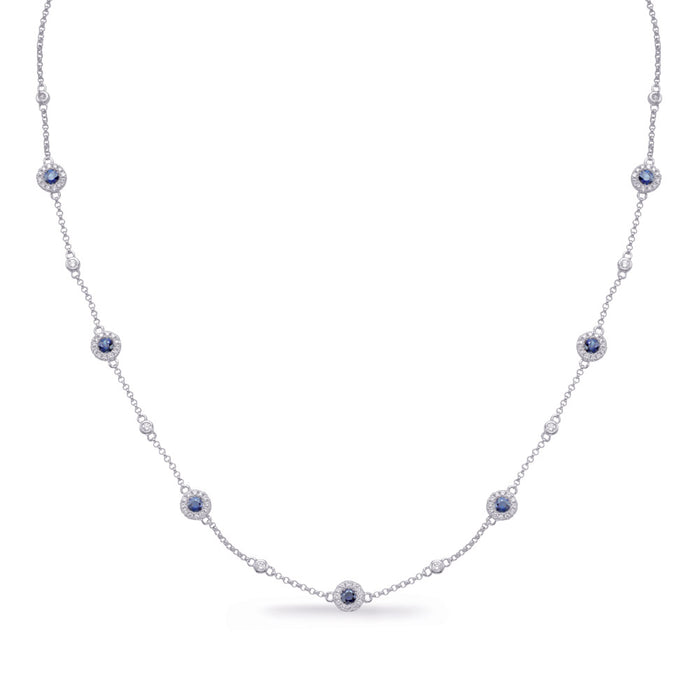 White Gold Sapphire & Diamond Necklace