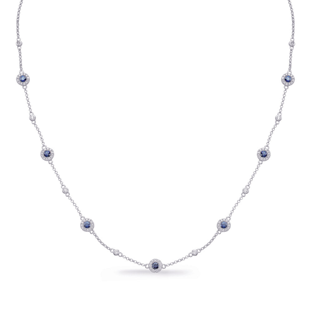 White Gold Sapphire & Diamond Necklace